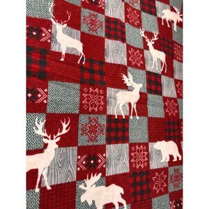 Plaid Reindeer Flannel Fabric Joann 23"x40" Red/Gray Cozy Festive Holiday Vibes